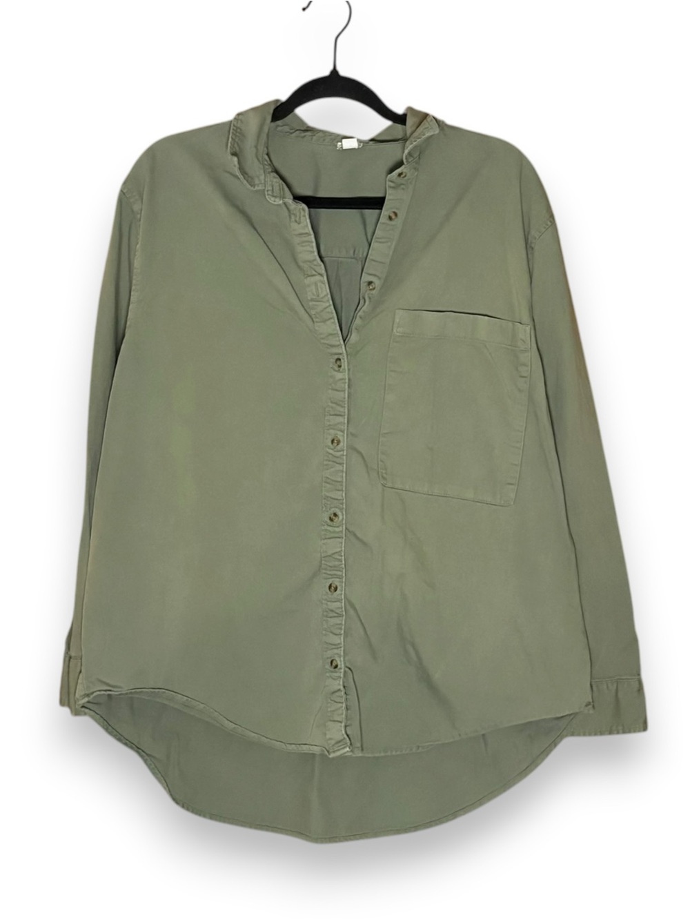 Aerie Olive Green Oversized Cotton Button Up Shirt Size Large